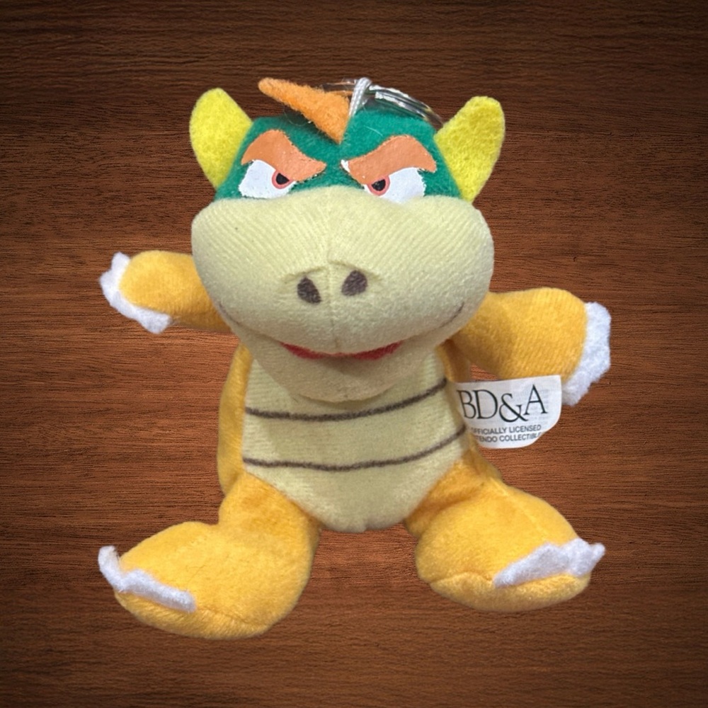 Vintage BD&A Super Mario bros Browser stuffed beanbag plush toy Keychain clip.